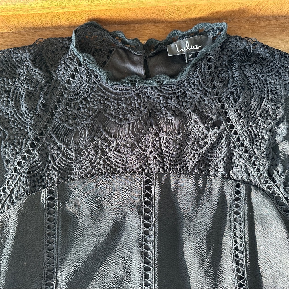Lulu's Black Lace Mini Dress